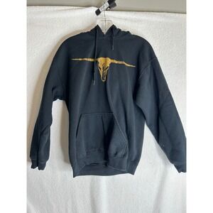 Brooks & Dunn Mens Black Hoodie Longhorn Skull Graphic Country Music Small